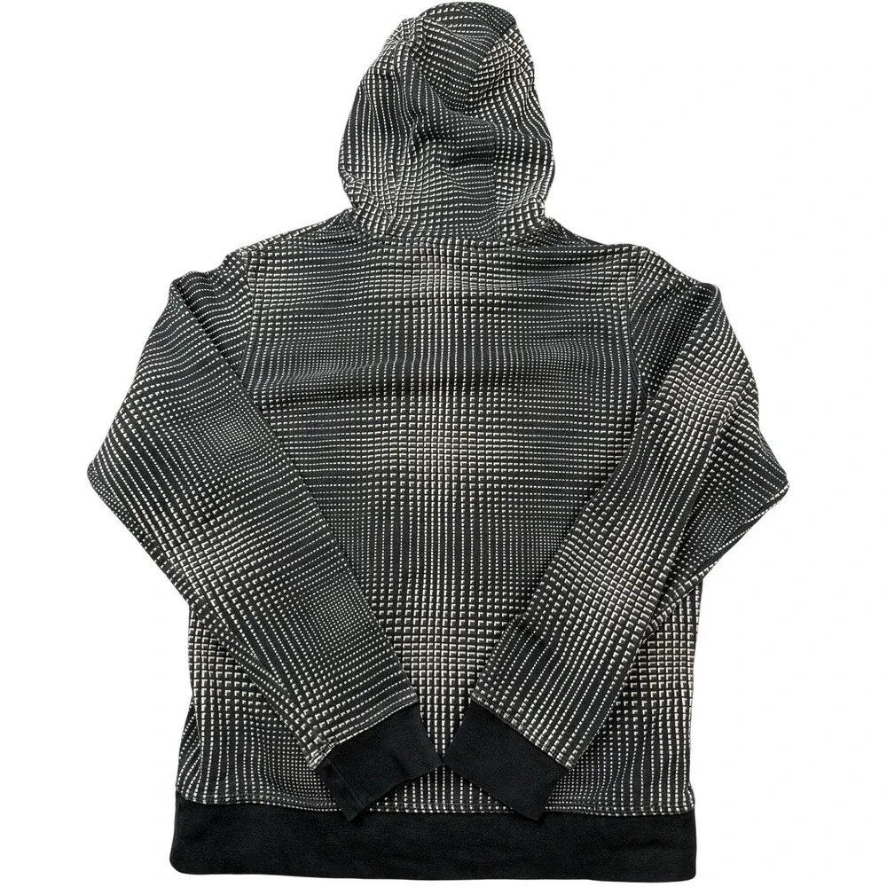 Nike Mens Geometric Grid Print Hoodie Black White Pullover Sweatshirt Medium